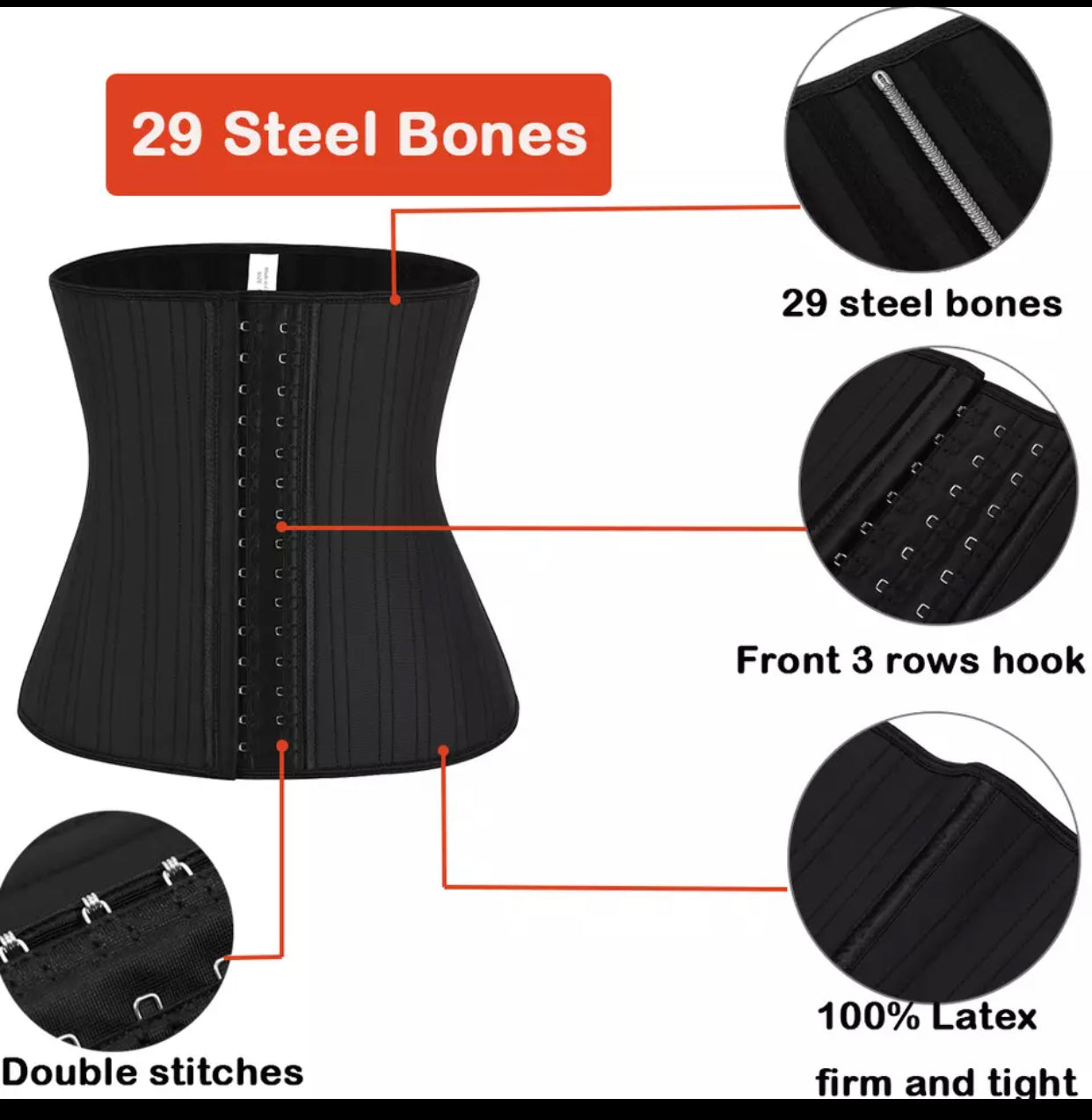 rhawaist®29 STEEL BONE Latex Corset