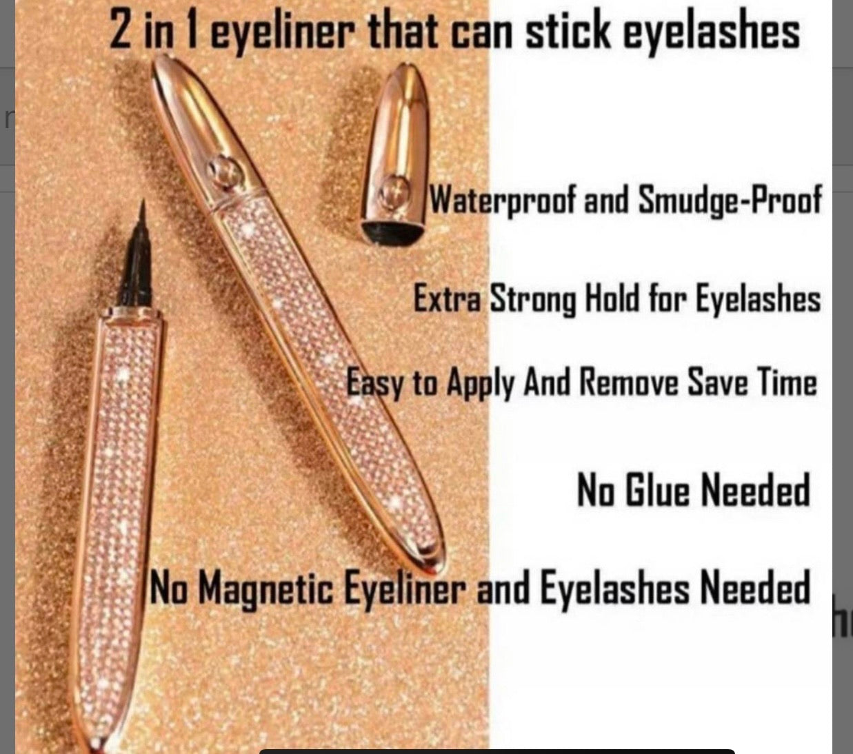Luxury Black Liquid Diamond Eyeliner 2in1 Pen Glue For Lashes Adhesive