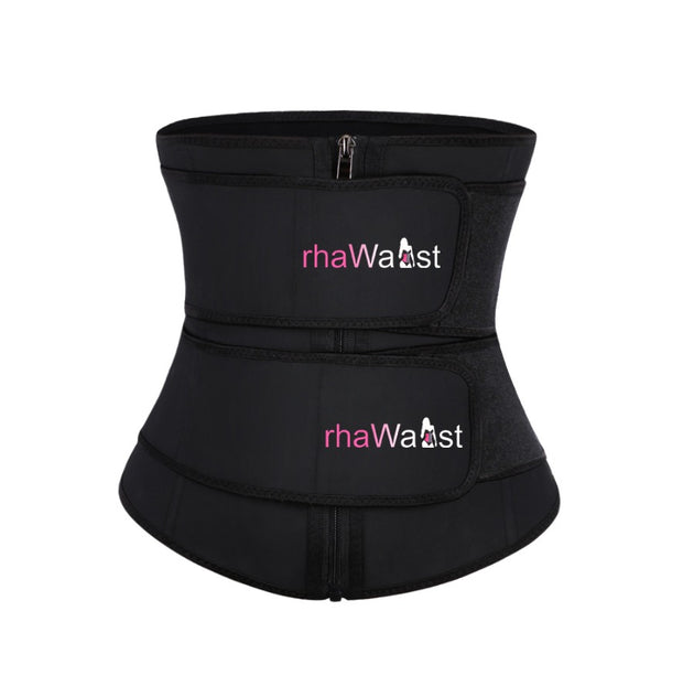 rhawaist® Non Detachable Double Belt waist trainer with hook and zipper