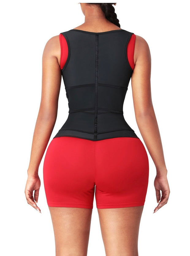 DOUBLE BELT WAIST TRAINER VEST WITH ZIPPER