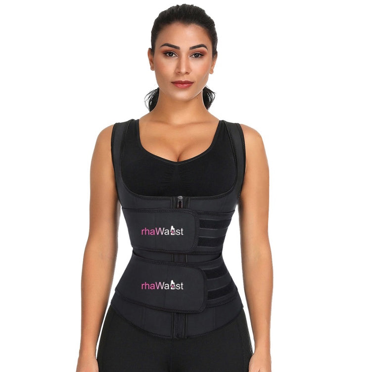 DOUBLE BELT WAIST TRAINER VEST WITH ZIPPER